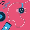 Listen to music with headphones Ã¢â¬â abstract illustration